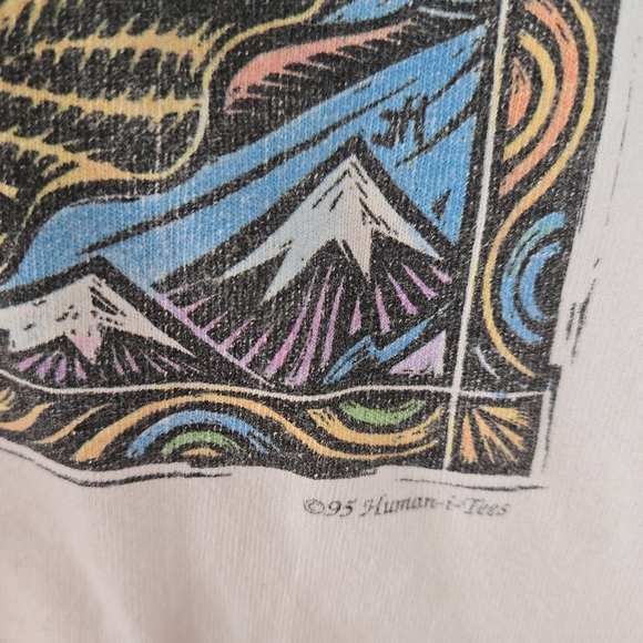 Vintage Hanes Heavyweight Humans-I-Tees T Shirt Mens Size XL Peace Sign Colorful - Picture 2 of 9